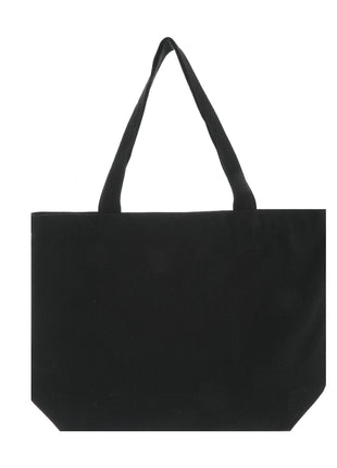 Horizontal Shoulder Shopping Bag with Letter Design (Black)