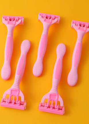 Pink Handle 5-Ply Stainless Steel Women's Razor (5 Pieces)