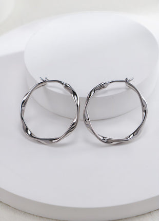 S925 Silver Twisted Hoop Earrings CE0231