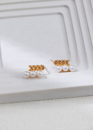 S925 Silver Wheat Ear Bead Earrings CE0248