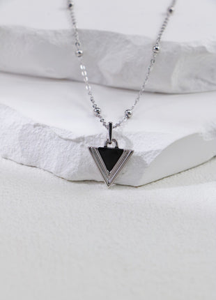 S925 Silver Triangle Black Agate Earrings CE0247