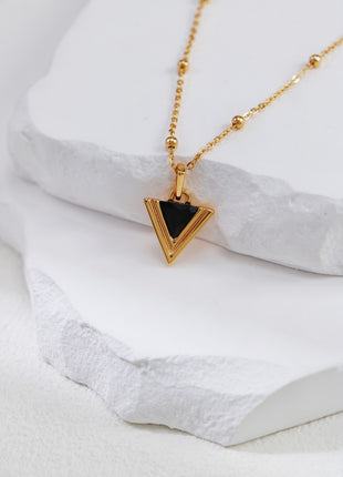 S925 Silver Triangle Black Agate Earrings CE0247