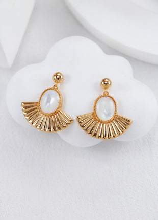S925 Silver Fan-shaped Pearl Earrings CE0273