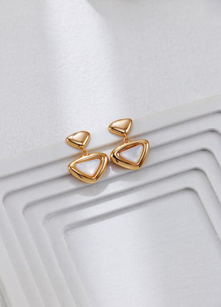 S925 Silver White Shell Triangle Earrings CE0319