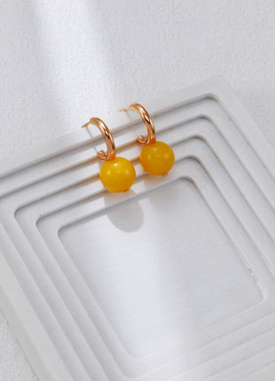 S925 Silver Vintage Gold Amber Earrings CE0326