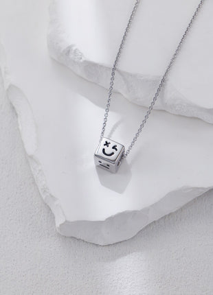 S925 Silver Square Emoji Necklace D0557
