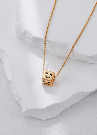 S925 Silver Square Emoji Necklace D0557