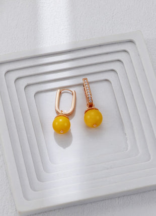 S925 Silver Earrings with Amber & Zircon CE0330