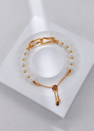 S925 Silver Double-Clip Pearl Bracelet SL0112
