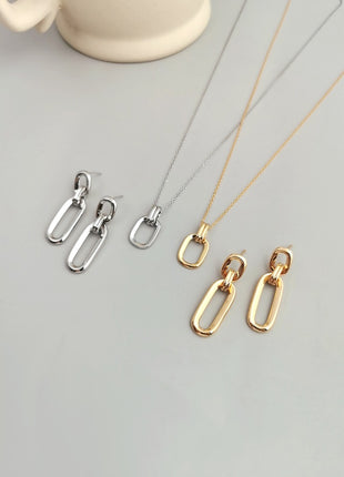 925 Silver Square Double Ring Jewelry Set D0200