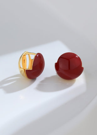 Chinese Red Dripping Glaze Earrings E0594