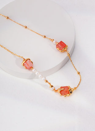 Sterling Silver Synthetic Cube Crystal Necklace YD0003