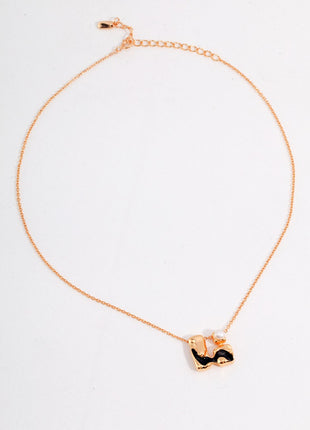 Pure Silver Black Glaze Pearl Necklace YD0010