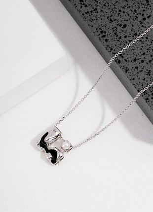 Pure Silver Black Glaze Pearl Necklace YD0010