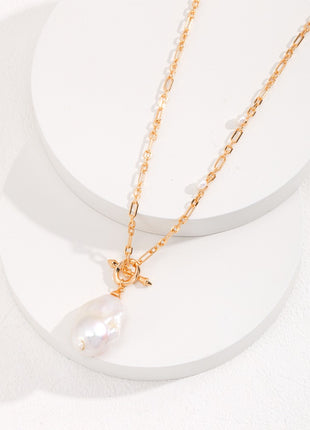 Sterling silver baroque pearl necklace D0350