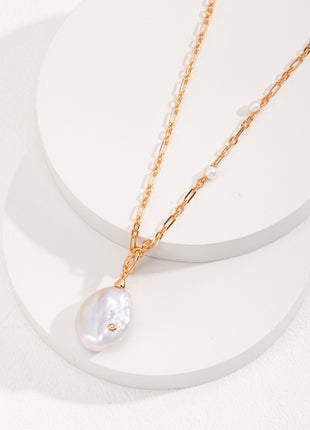 Sterling silver baroque pearl necklace D0350
