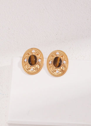 Sterling silver tiger eye earrings E01096