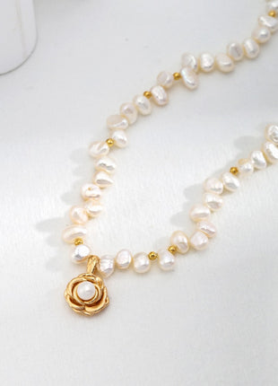 S925 Silver Pearl Cat Paw Necklace D0484
