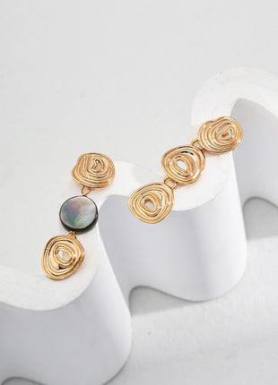 Sterling silver black shell vintage earrings E01057