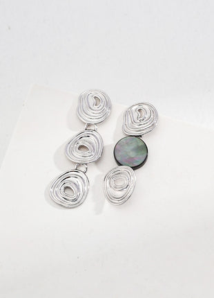 Sterling silver black shell vintage earrings E01057