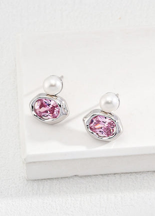 Sterling silver pearl zircon earrings E01163