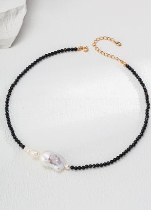 925 Silver Pearl Agate Necklace D0560-4