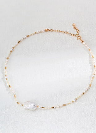 S925 Silver Pearl Shell Necklace D0568-2