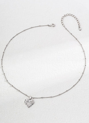 S925 Silver Heart Zircon Necklace D0576