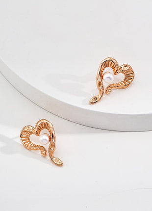 S925 Silver Heart Pearl Earrings E01157-2