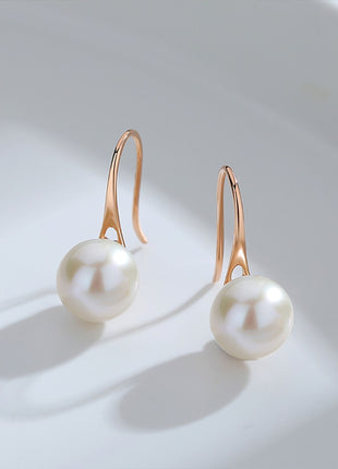 Round pearl 18K rose gold earrings KE0001