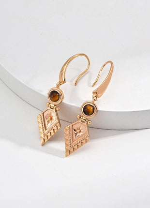 S925 Silver Tiger Eye Earrings E01206-2