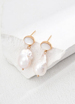 S925 silver pearl shell earrings E01208-2
