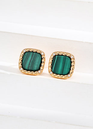 S925 Silver Zircon Malachite Necklace D0570-2