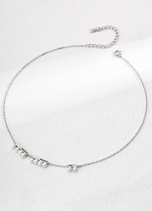 S925 Silver Imitation Pearl Necklace D0603