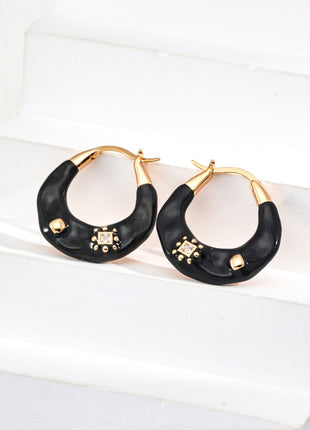 S925 Silver Earrings with Glaze and Zircon E01261-2