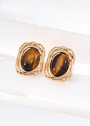 S925 Silver Tiger Eye Earrings E01281-2