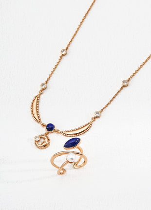 S925 Silver Lapis Zircon Necklace D0609-2