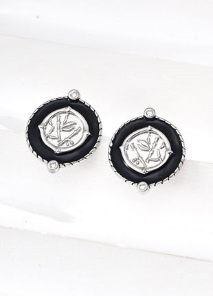 S925 Silver Black Glaze Zircon Earrings E01254