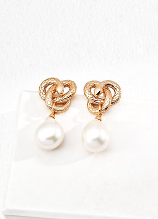 S925 Silver Snake Pearl Earrings E01300-2