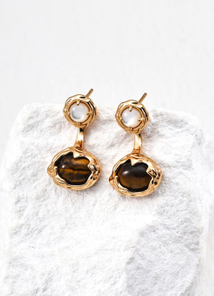 S925 Silver Tiger Eye Earrings E01307-2