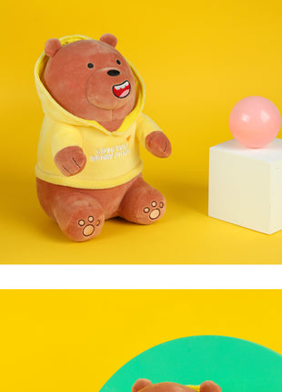 We Bare Bears Plush Toy With Hoodie(Grizzly)