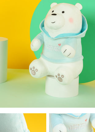 We Bare Bears Plush Toy With Hoodie(Ice-Bear)