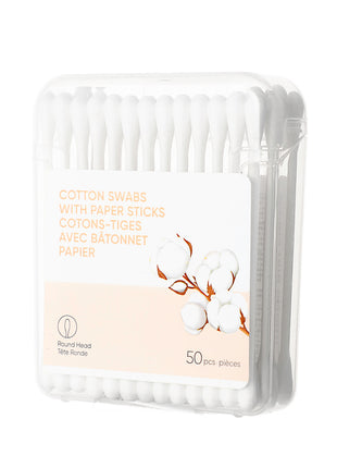 Cotton Swabs with Paper Sticks (Round Head, 50 pcs)