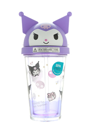 Sanrio Characters Plastic Water Bottle with Straw (320mL)