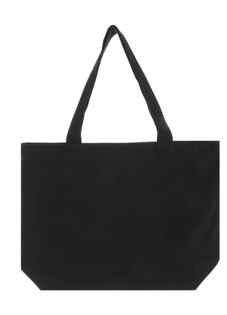 Horizontal Shoulder Shopping Bag with Letter Design (Black)