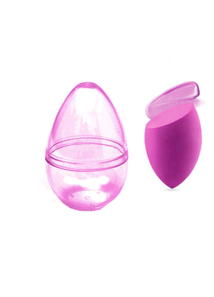 Slanted Makeup Sponge with Transparent Travel Case(Fuchsia)