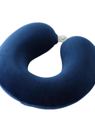 Solid Color Memory Foam U-Shaped Pillow (Navy)