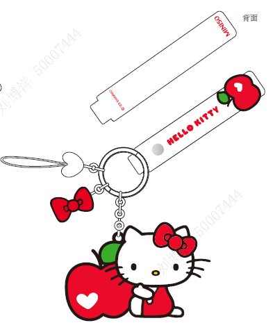 Hello Kitty Apple Collection Phone Charm Strap(White)