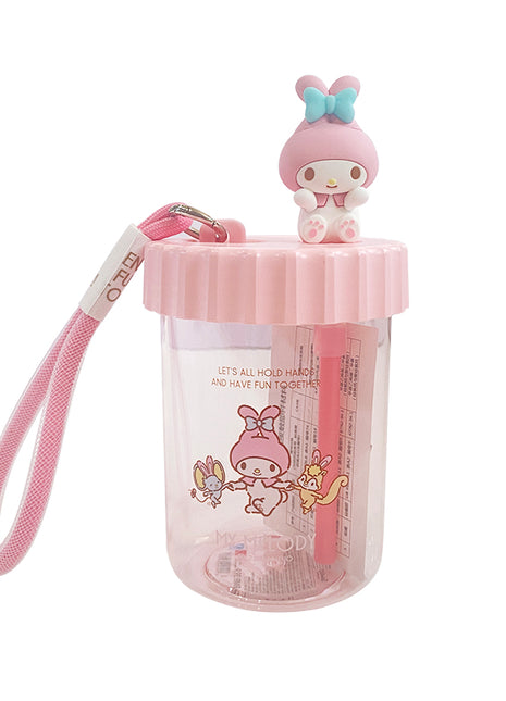 Sanrio characters Plastic Bottle with Straw and Strap (520mL)(My Melody)