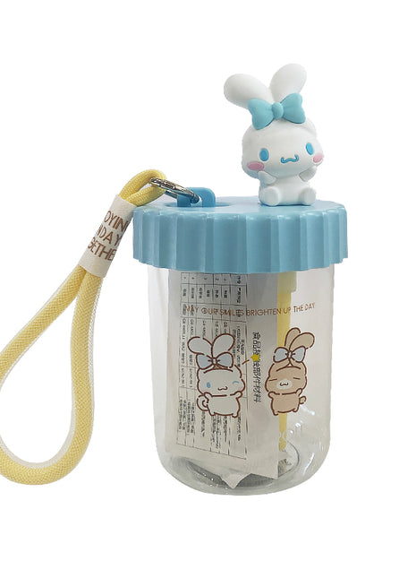 Sanrio characters Plastic Bottle with Straw and Strap (520mL)(Cinnamoroll)
